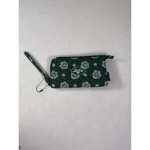 NWOT Vera Bradley NFL New York Jets Wristlet Wallet RFID Front Zip Green Bandana